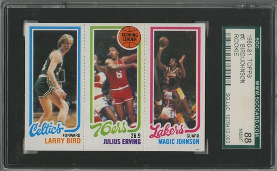 1980-81 Topps #6 Larry Bird/Magic Johnson Rookie Card - SGC 88 NM/MT 8